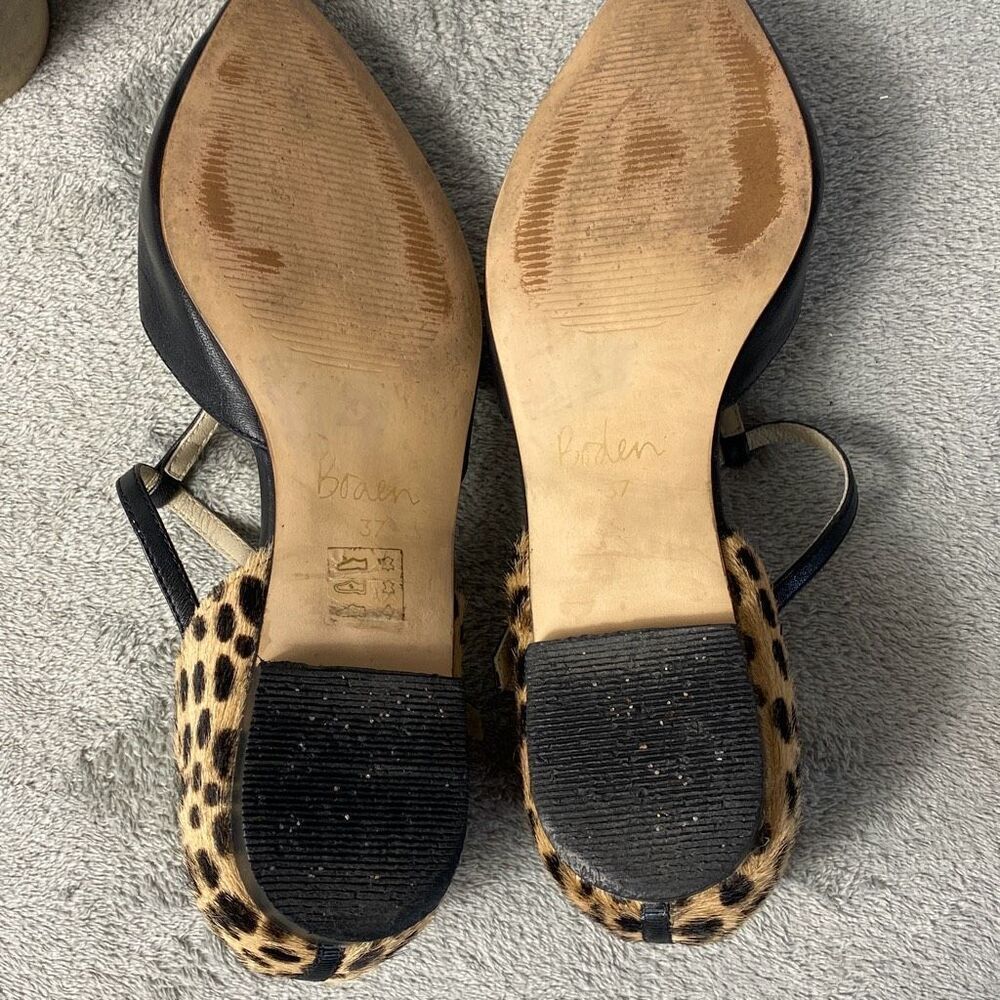 Boden Leopard Print Black Sienna Flats Size 37 - Picture 9 of 12